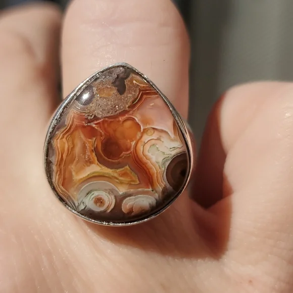 New Men's Crazy Lace Agate 925 Silver Ring. - Picture 1 of 15
